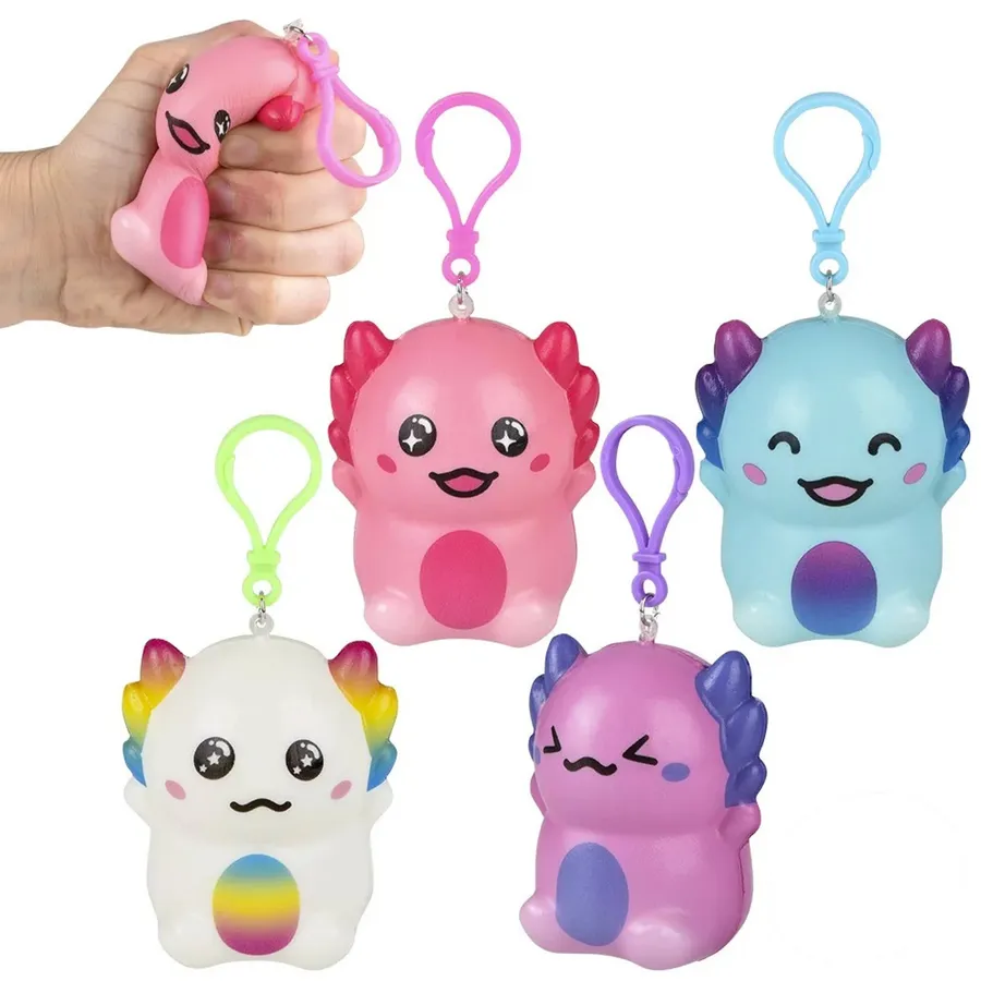Axolotl Squish Backpack Clip- Assorted In Bulk — wholesale Plush & Squishies by the case