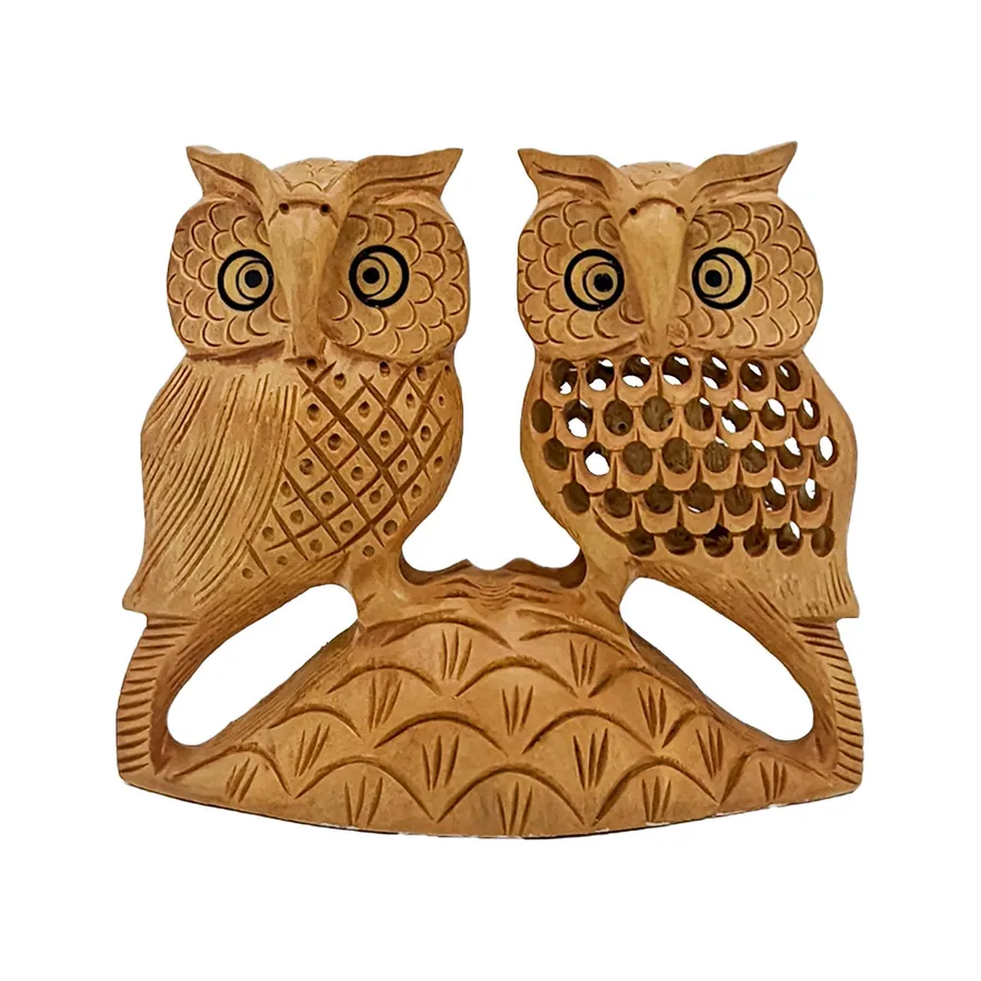 Wooden Owl Statue Couple 4Inch — wholesale Toys & Games by the case