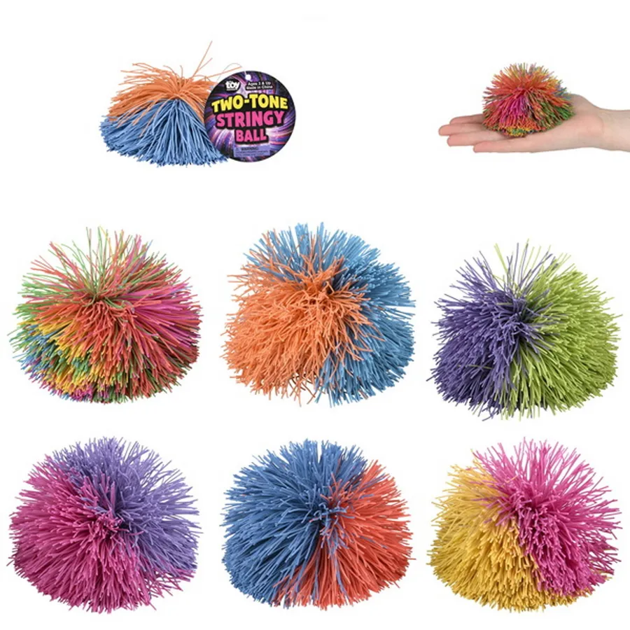 Sensory Toy Two-Tone Stringy Ball - Squishy Kids Fidget Toy — wholesale Fidgets & Sensory by the case