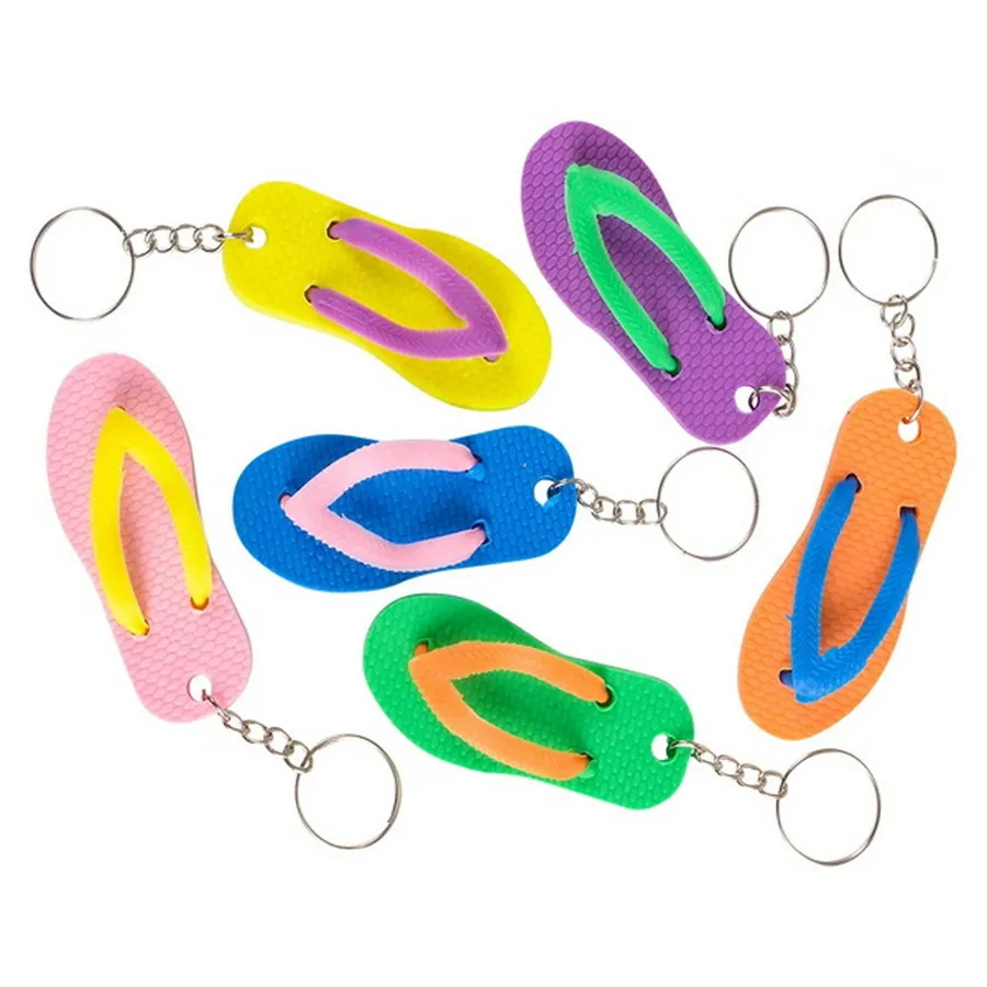 Flip Flop Slipper Keychains- Assorted - Back to School — wholesale Keychains & Charms by the case