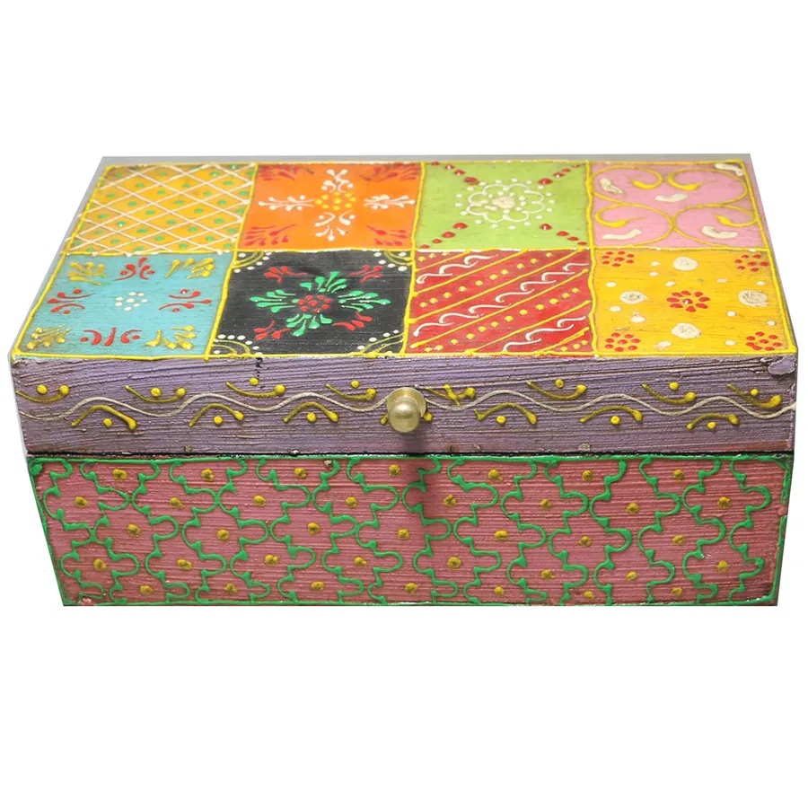 Hand-Painted Wooden Decorative Box - Traditional Keepsake Chest — wholesale Home & Décor by the case