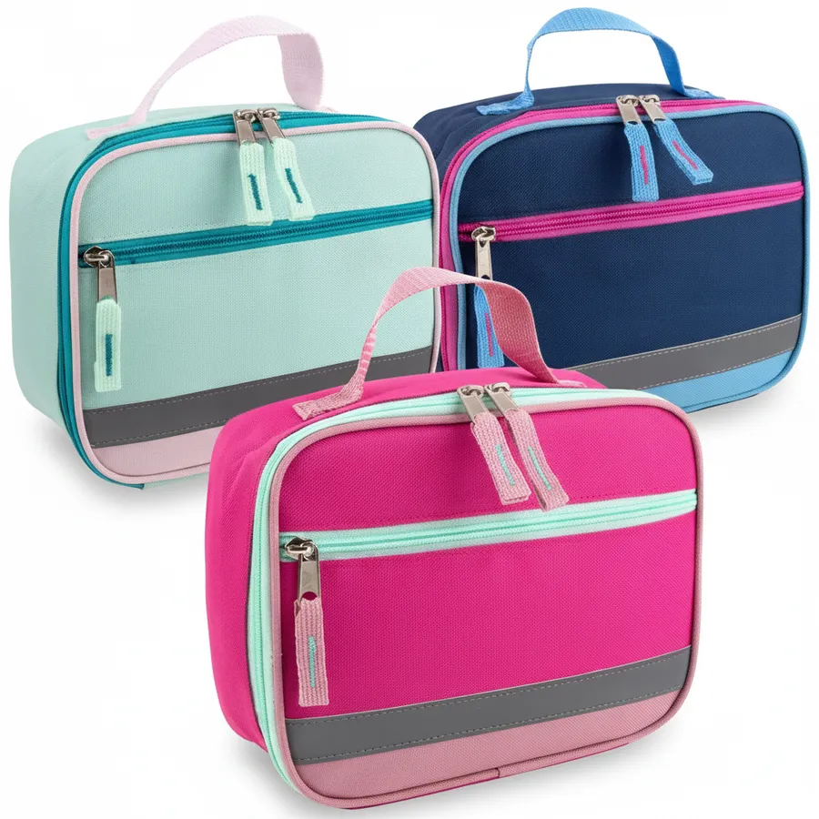 Insulated Lunch Bag with Reflective Safety Strap - Reusable Thermal Lunch Box Tote for School and Travel — wholesale Bags & Backpacks by the case