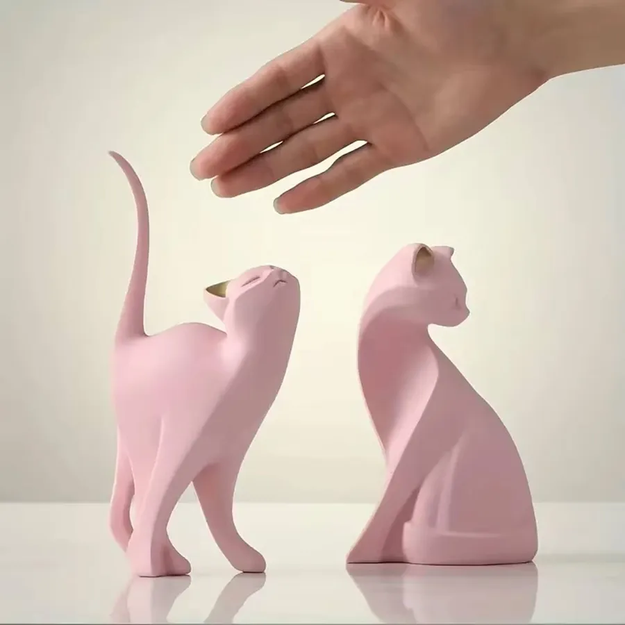 Creative Resin Geometric Cat Statue For Decor - Assorted — wholesale Home & Décor by the case