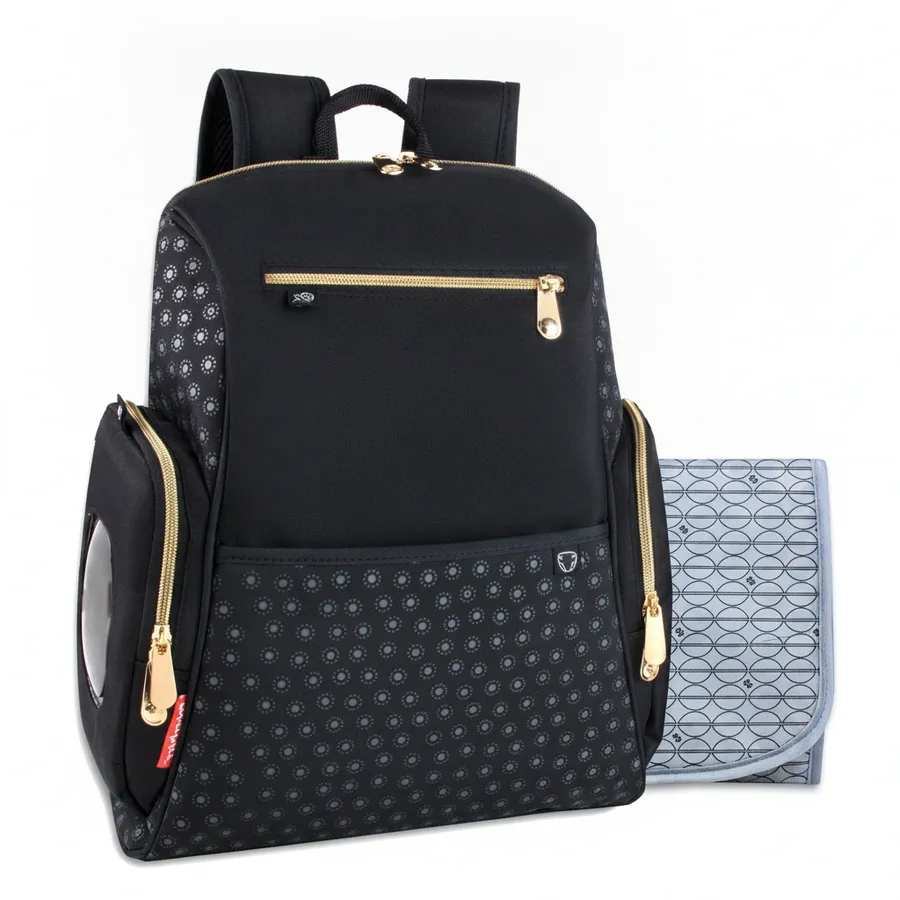 Unisex Multi-Functional Diaper Bag Backpack with Portable Changing Pad - Black — wholesale Bags & Backpacks by the case