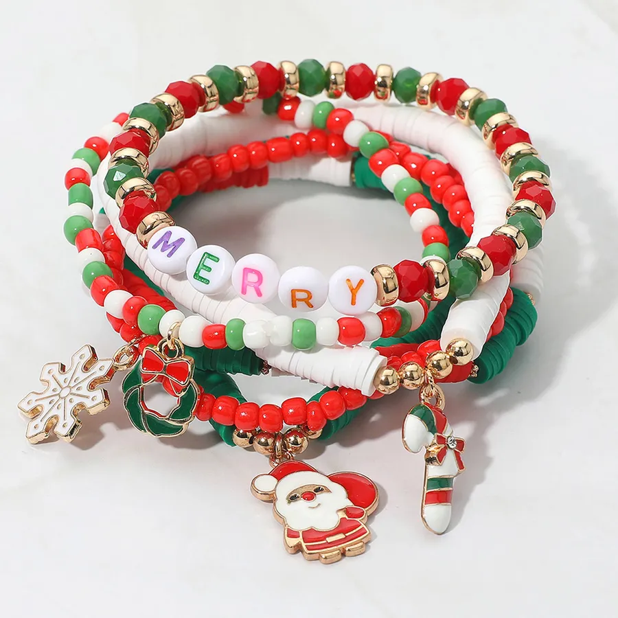 Christmas Themed Multi Layered Stretch Bracelet - Assorted — wholesale Seasonal & Holiday by the case