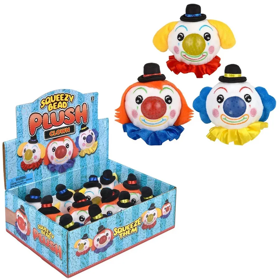 Clown Bead Soft Plush Squeezy Ball Toy- In Bulk — wholesale Plush & Squishies by the case