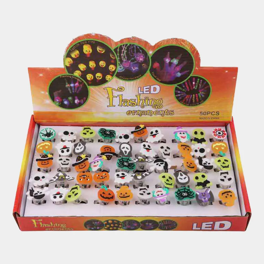 Flashing Light Up Halloween Rings - Assorted — wholesale Seasonal & Holiday by the case
