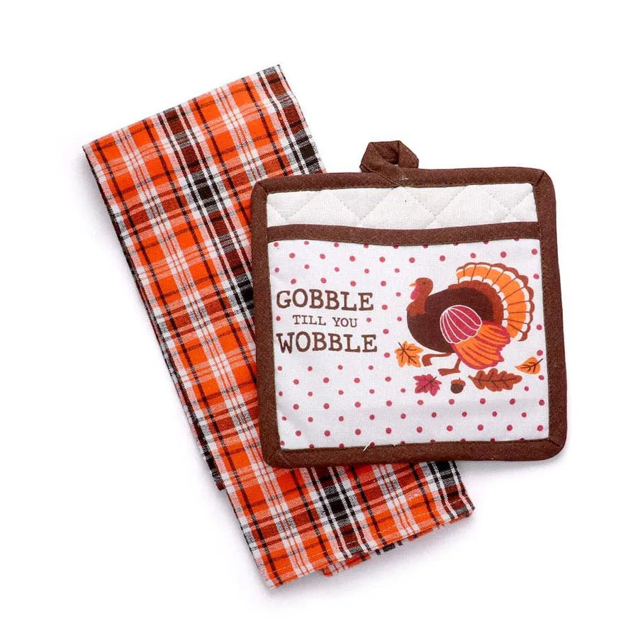 Pumpkin Pot Holder and Kitchen Fall Cook Towel Set - Festive — wholesale Kitchen & Drinkware by the case