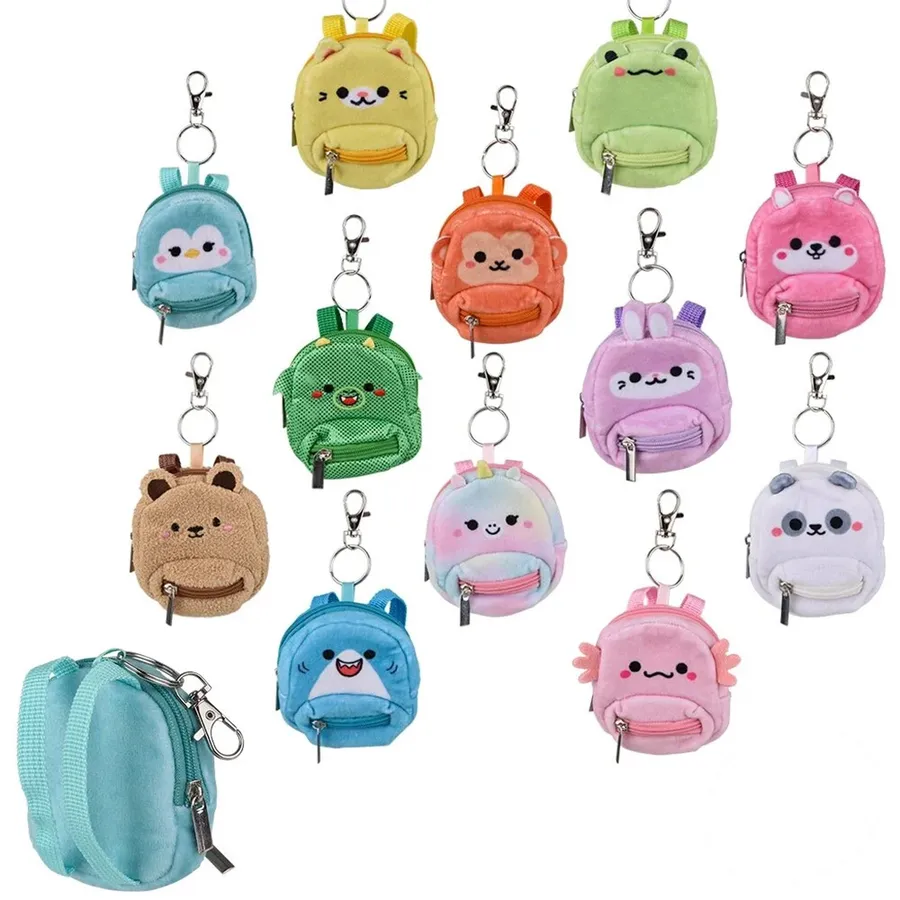 Mini Plush Backpack Clip On Keychain Toy - Assorted — wholesale Plush & Squishies by the case