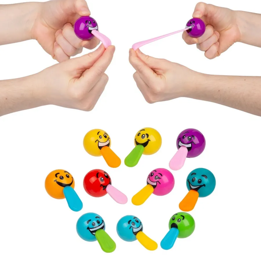 Tongue Stretch Silly Face Ball Fidget Kids Toy- Assorted — wholesale Fidgets & Sensory by the case