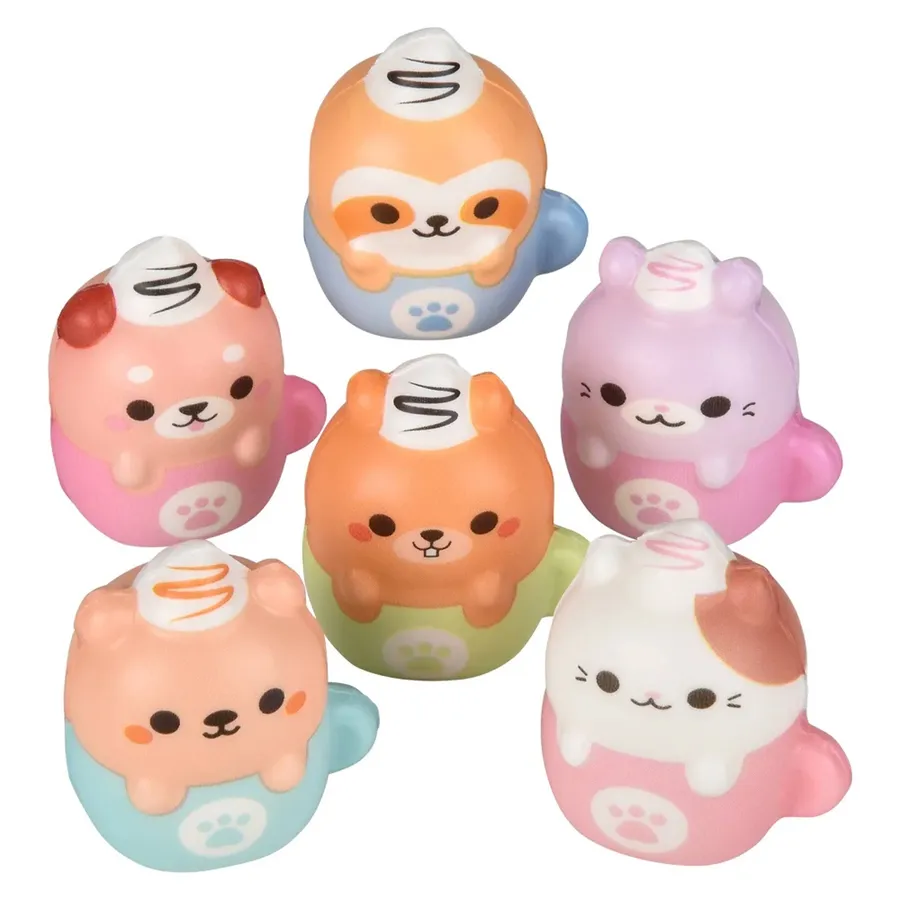 Mini 2" Kawaii Animal Squishes in Latte Cups - Assorted — wholesale Plush & Squishies by the case