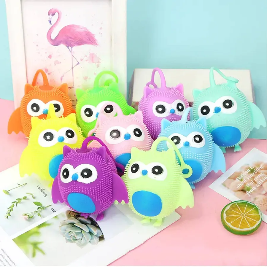 Owl Squeeze Toy LED puffer Toy In Bulk — wholesale Fidgets & Sensory by the case