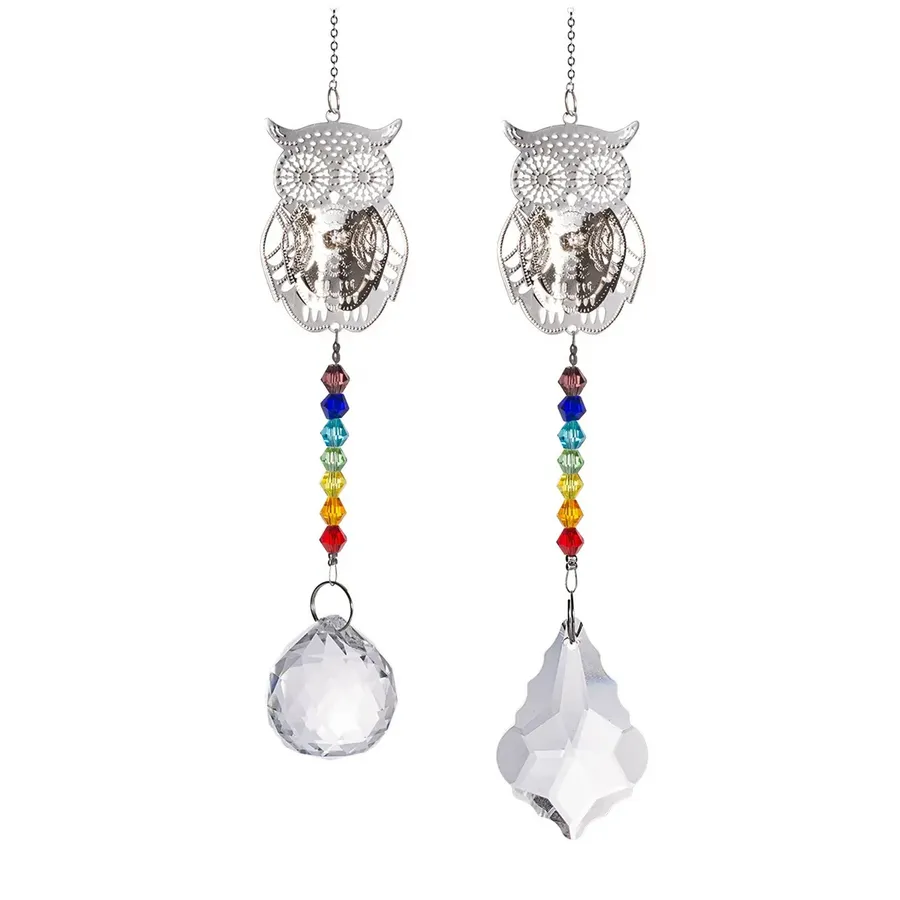 Crystal Suncatcher Owl Hanging Pendant For Decor — wholesale Home & Décor by the case