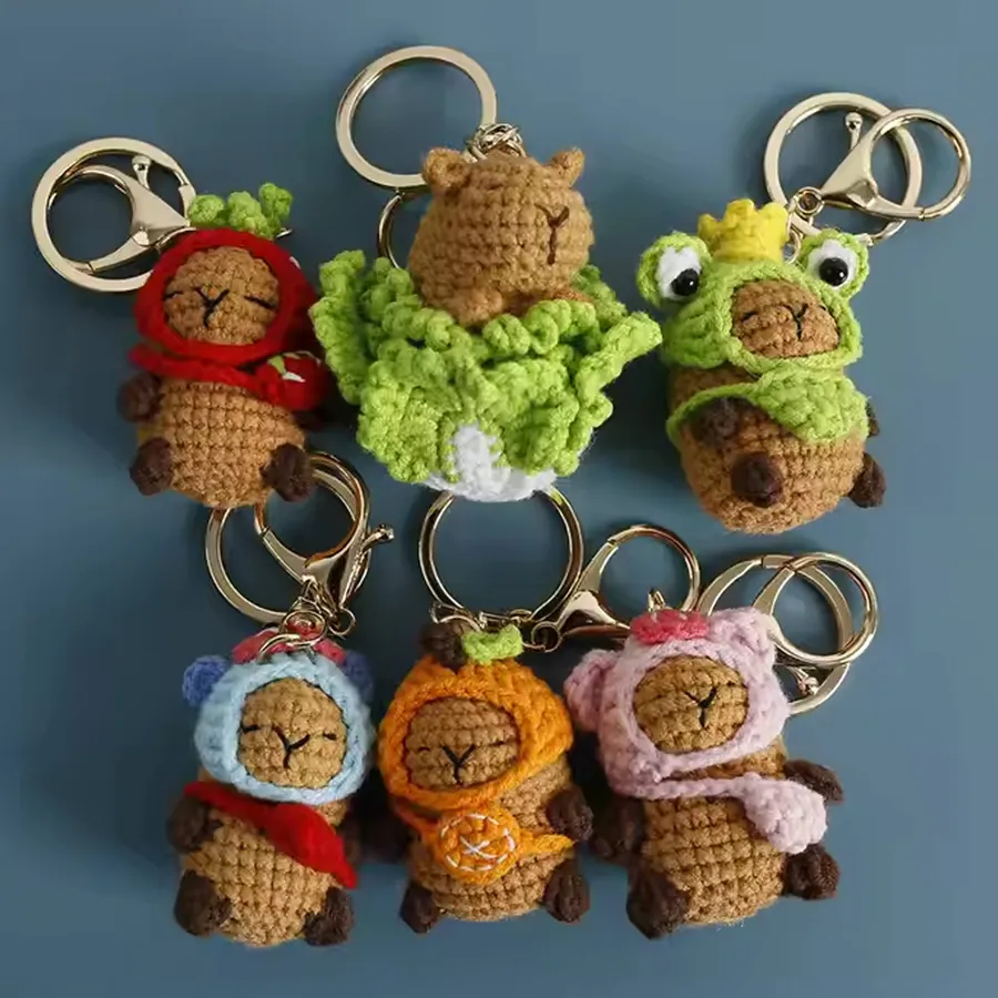 Handmade Knitted Crochet Capybara Keychain Toy - Assorted — wholesale Keychains & Charms by the case