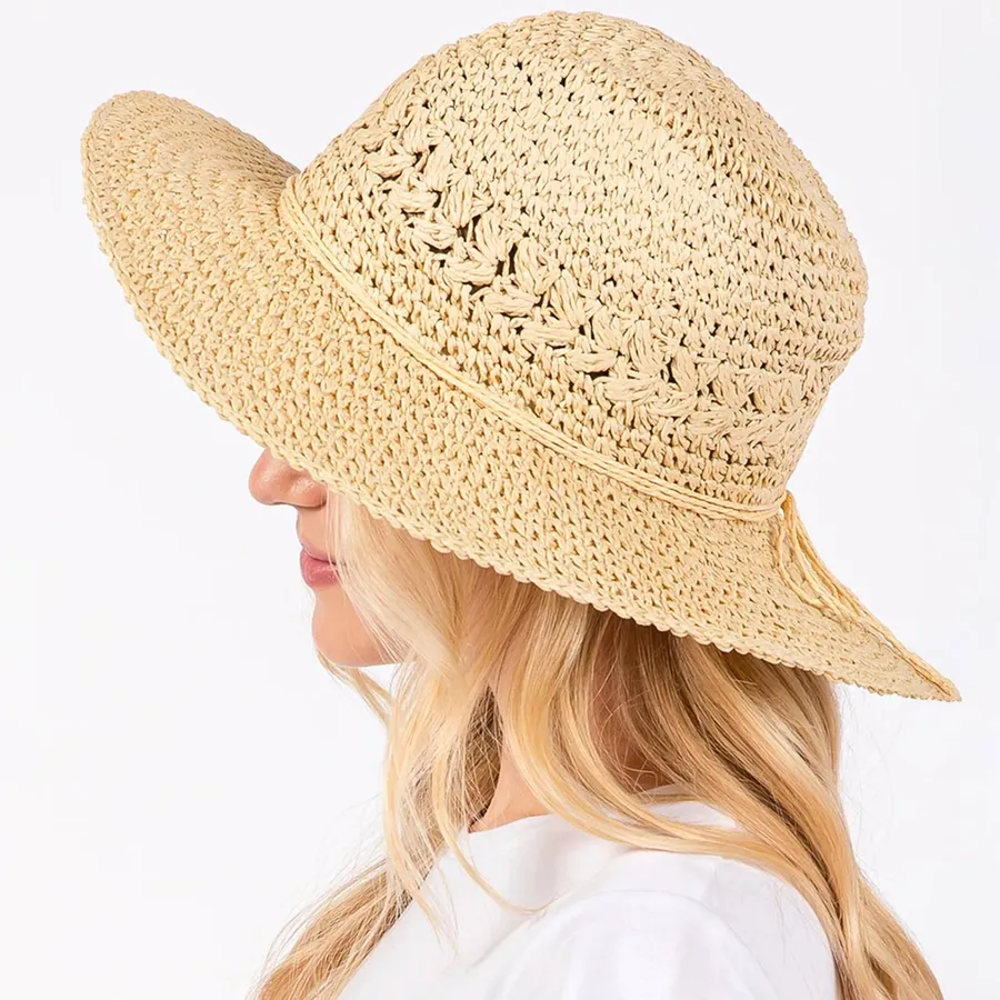 Crochet Straw Sun Hat with Band For Women's - Assorted — wholesale Apparel & Accessories by the case
