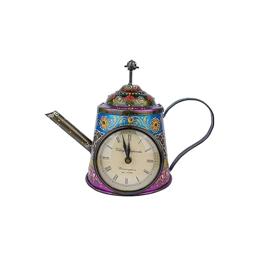 Handcrafted Iron Kettle with Clock for Home Decore — wholesale Home & Décor by the case