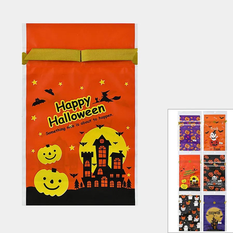 Halloween Themed Drawstring Gift Bags - Assorted — wholesale Seasonal & Holiday by the case