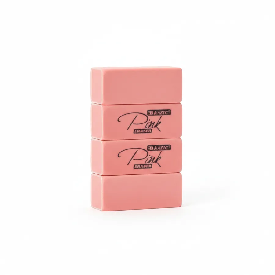 Pink Beveled Pencil Erasers - Classic School Supplies & Stationery for Office & Classroom — wholesale Stationery & Office by the case
