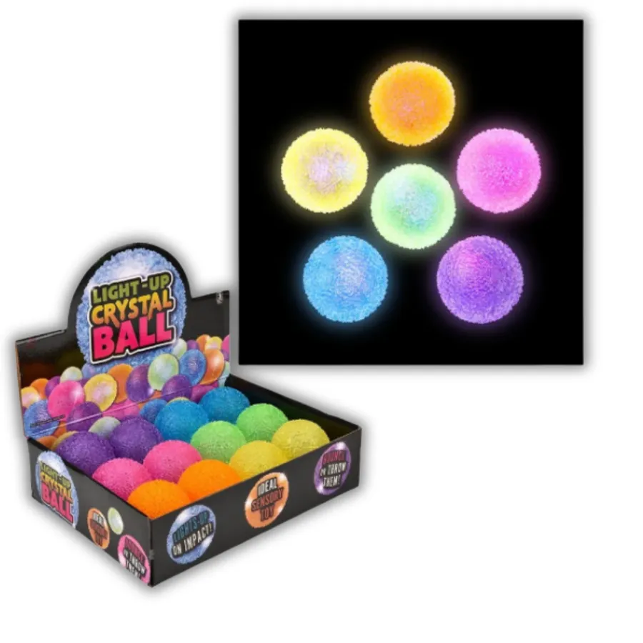 Light-Up Crystal Bouncy Fidget Ball Kids Toy- Assorted — wholesale Fidgets & Sensory by the case
