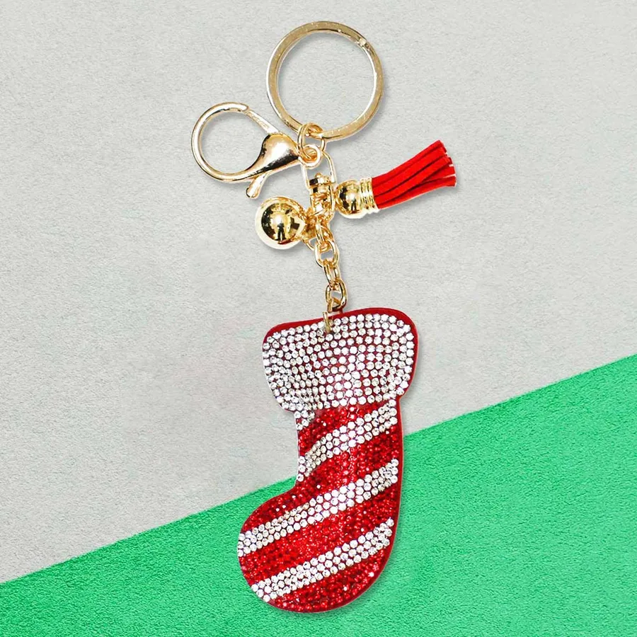 Red Bling Socks Tassel Keychain — wholesale Keychains & Charms by the case