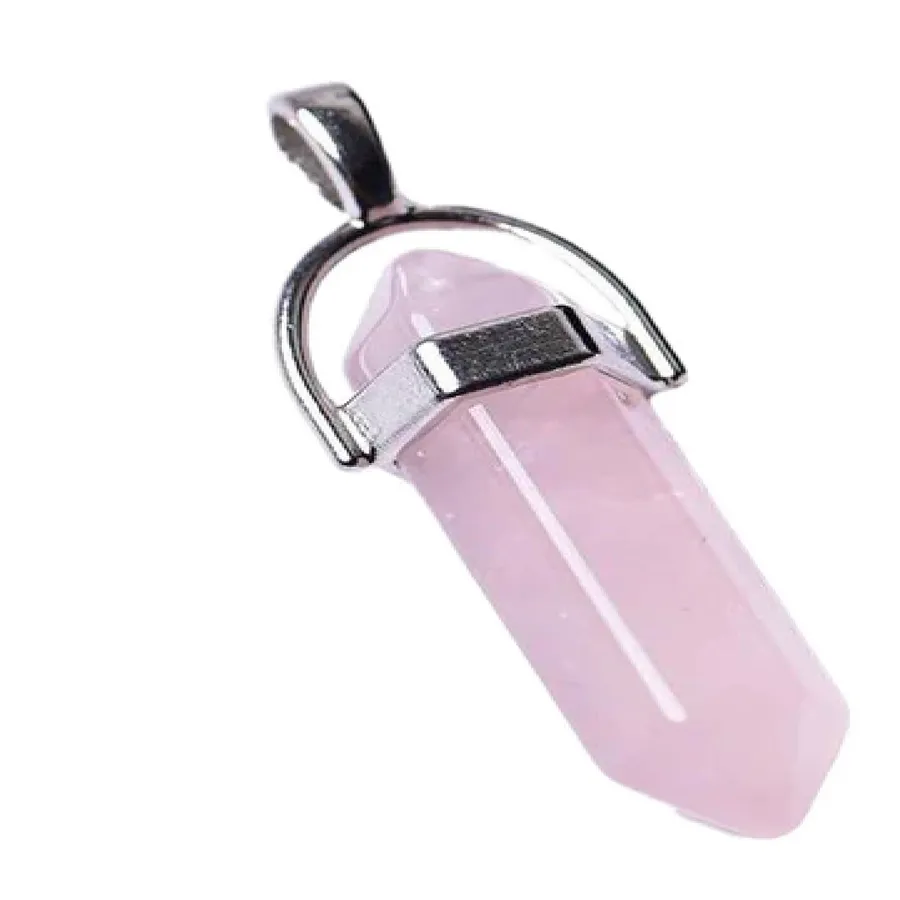 Pink Glass Hexagonal Prism Locket Pendant — wholesale Keychains & Charms by the case