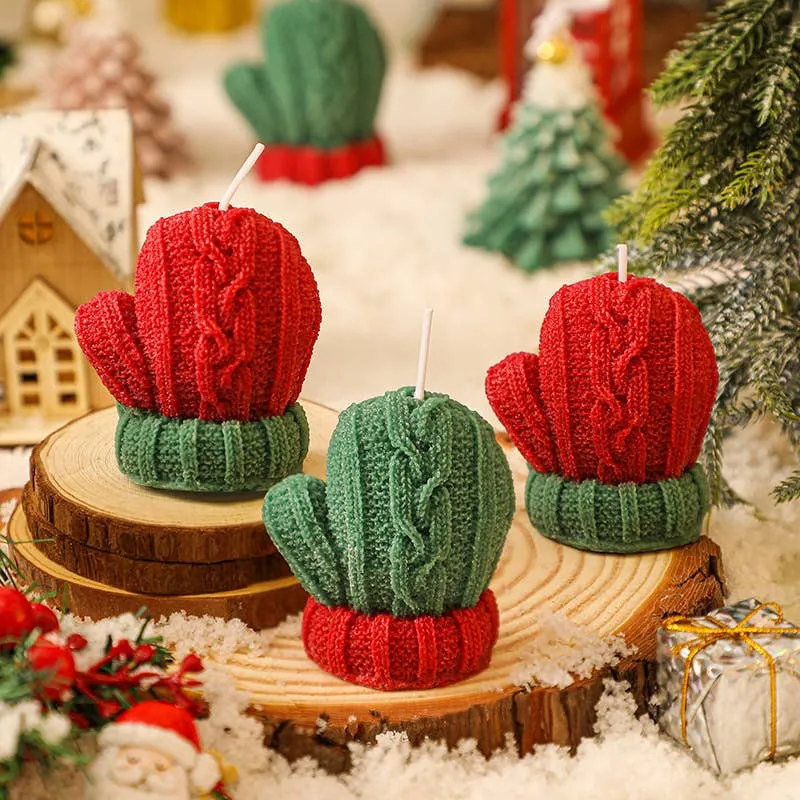 Handmade Christmas Woolen Gloves Themed Candle - Assorted — wholesale Seasonal & Holiday by the case