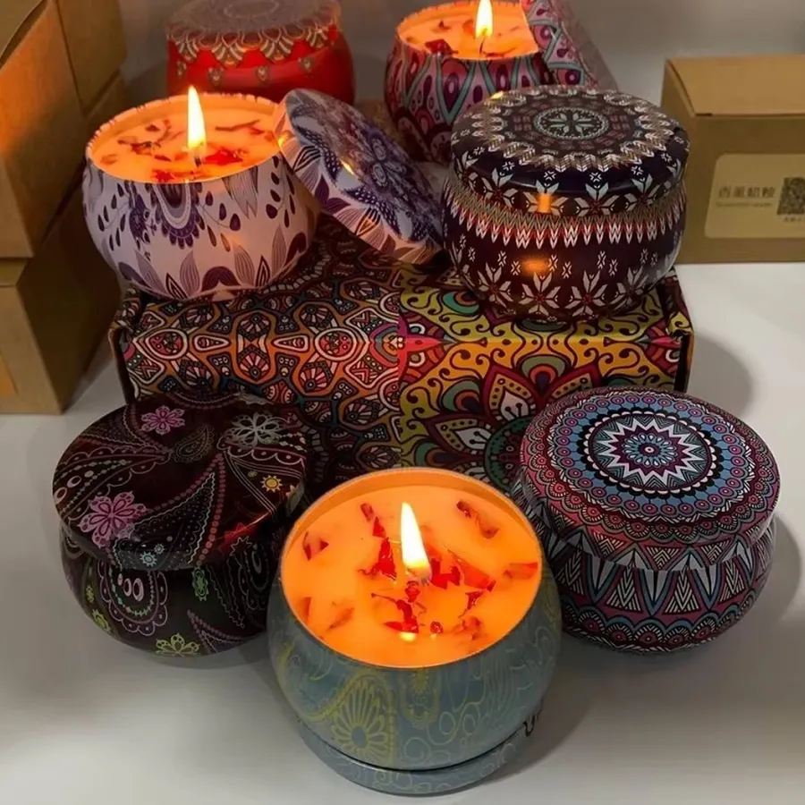 Vintage Multi Printed Wax Candles For Home Décor — wholesale Home & Décor by the case