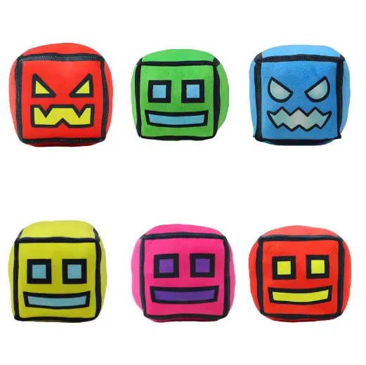 Geometry Dash Cube Plush Toy Pillow for Kids -In Bulk — wholesale Plush & Squishies by the case