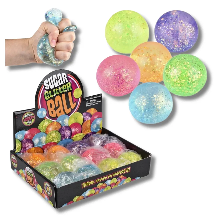 Holiday Glitter Squeeze Fidget Sugar Ball Kids Toy- Assorted — wholesale Fidgets & Sensory by the case