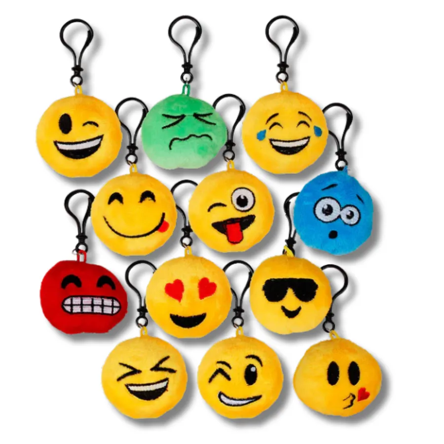 Plush Emoji Clip On Keychain Toy - Assorted — wholesale Plush & Squishies by the case