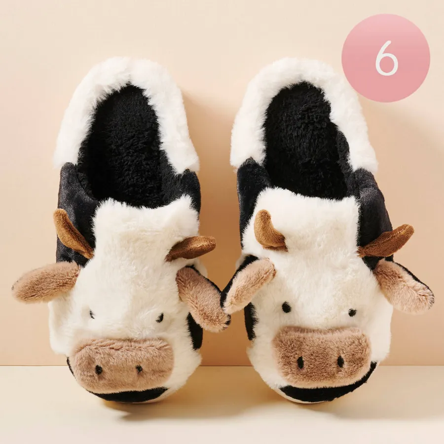 Trendy Cow Basic Fuzzy Slippers For Valentine — wholesale Seasonal & Holiday by the case