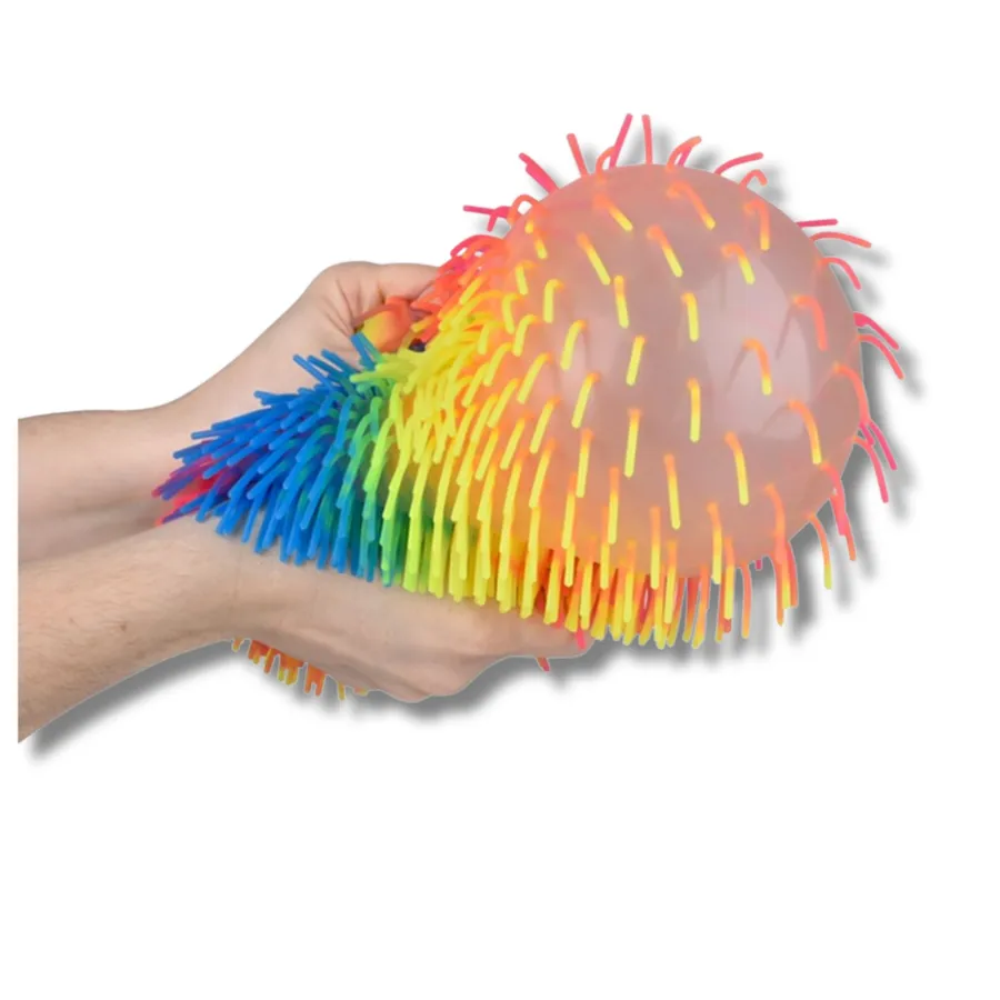 Sensory Toy Rainbow Puffer Ball - 7" Soft Stretchy Fidget Stress Ball — wholesale Fidgets & Sensory by the case