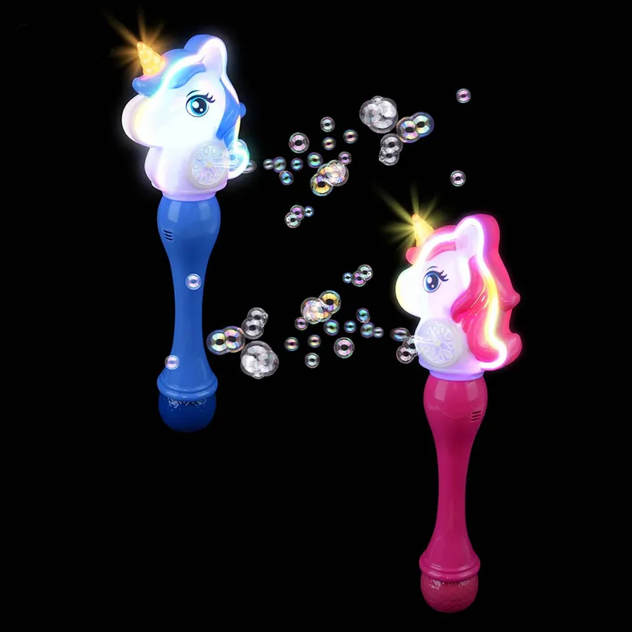 Light Up Neon Unicorn Bubble Wand For Kids - Assorted — wholesale Toys & Games by the case