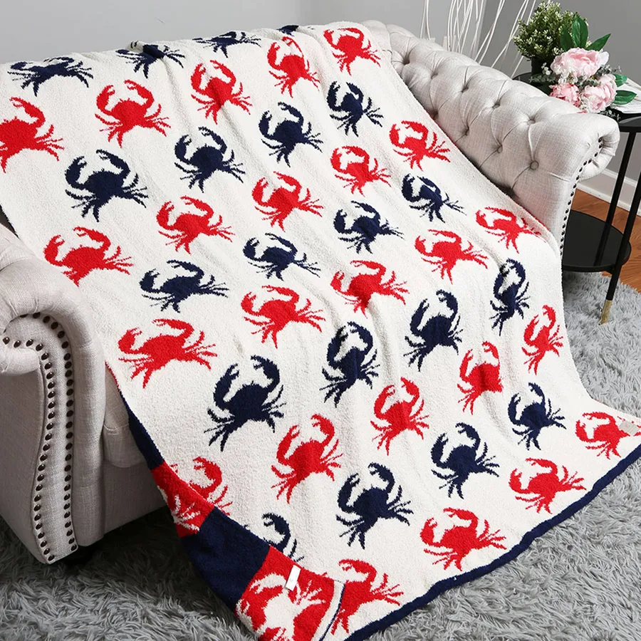 Reversible Crab Themed Throw Blanket — wholesale Home & Décor by the case