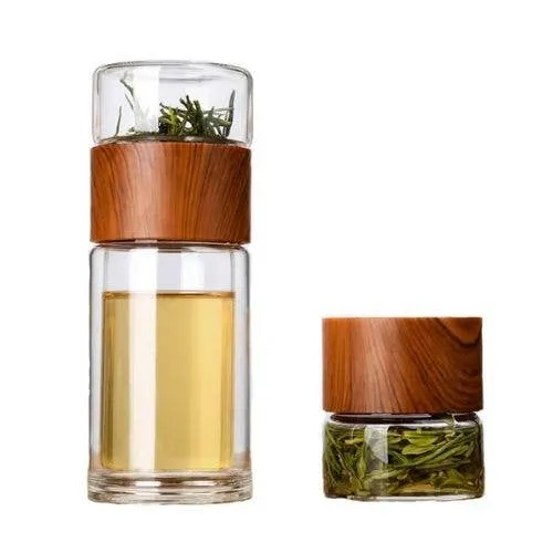 Tea Infuser 400mL Double-Walled Borosilicate Glass Portable — wholesale Home & Décor by the case