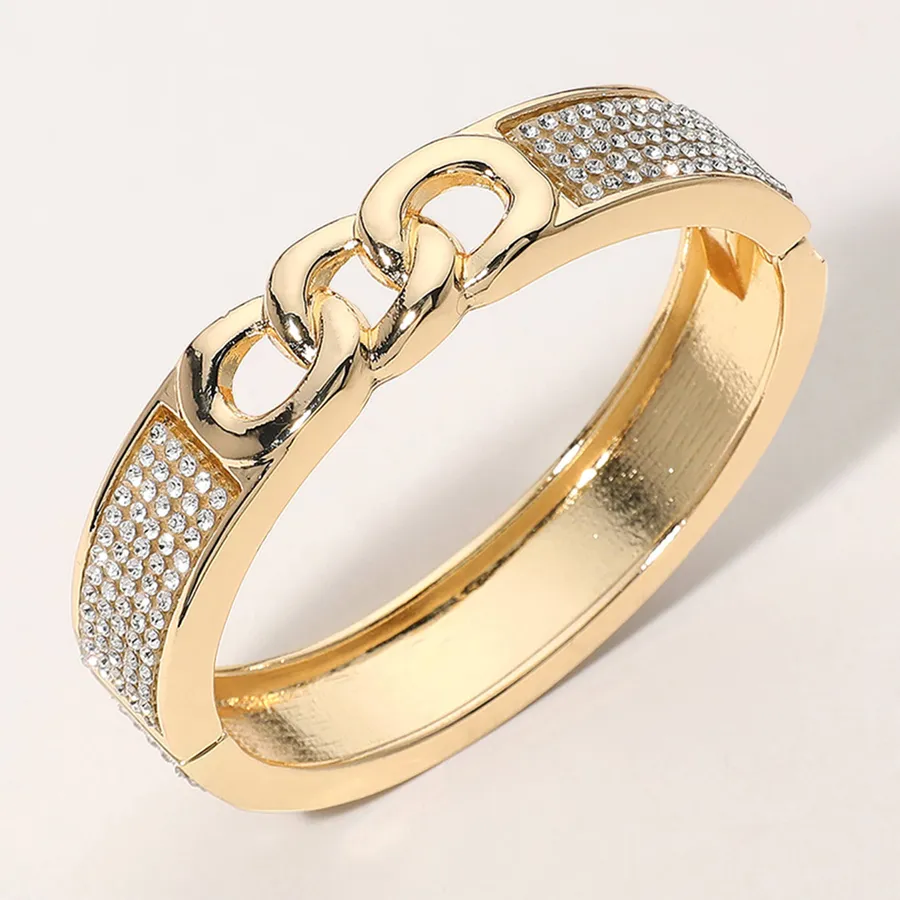 Rhinestone Paved Metal Chain Hinged Bracelet - Assorted — wholesale Apparel & Accessories by the case