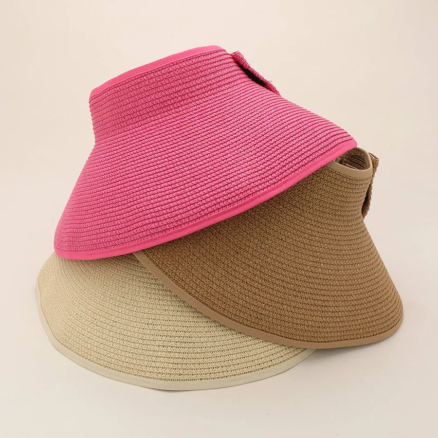 Foldable Wide Brim Straw Sun Visor Hat - Assorted — wholesale Apparel & Accessories by the case