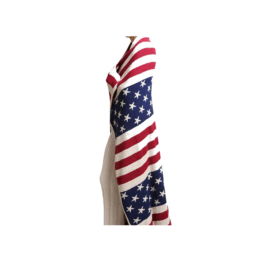 USA Flag Throw Blanket - Reversible Patriotic Cotton Knit, 50 x 60 in — wholesale Home & Décor by the case