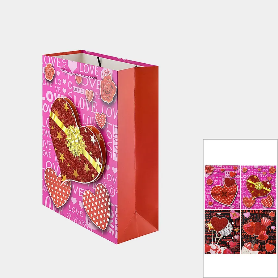 Heart Love Printed Gift Bags For Valentine - Assorted — wholesale Seasonal & Holiday by the case