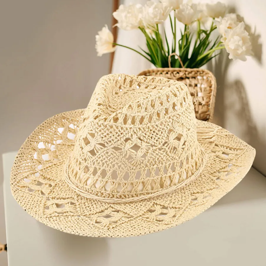 Open Weave Cowboy Straw Hat - Assorted — wholesale Apparel & Accessories by the case