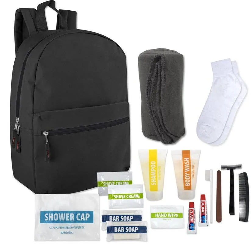 15-Piece Essential Hygiene Kit with Backpack — wholesale Bags & Backpacks by the case