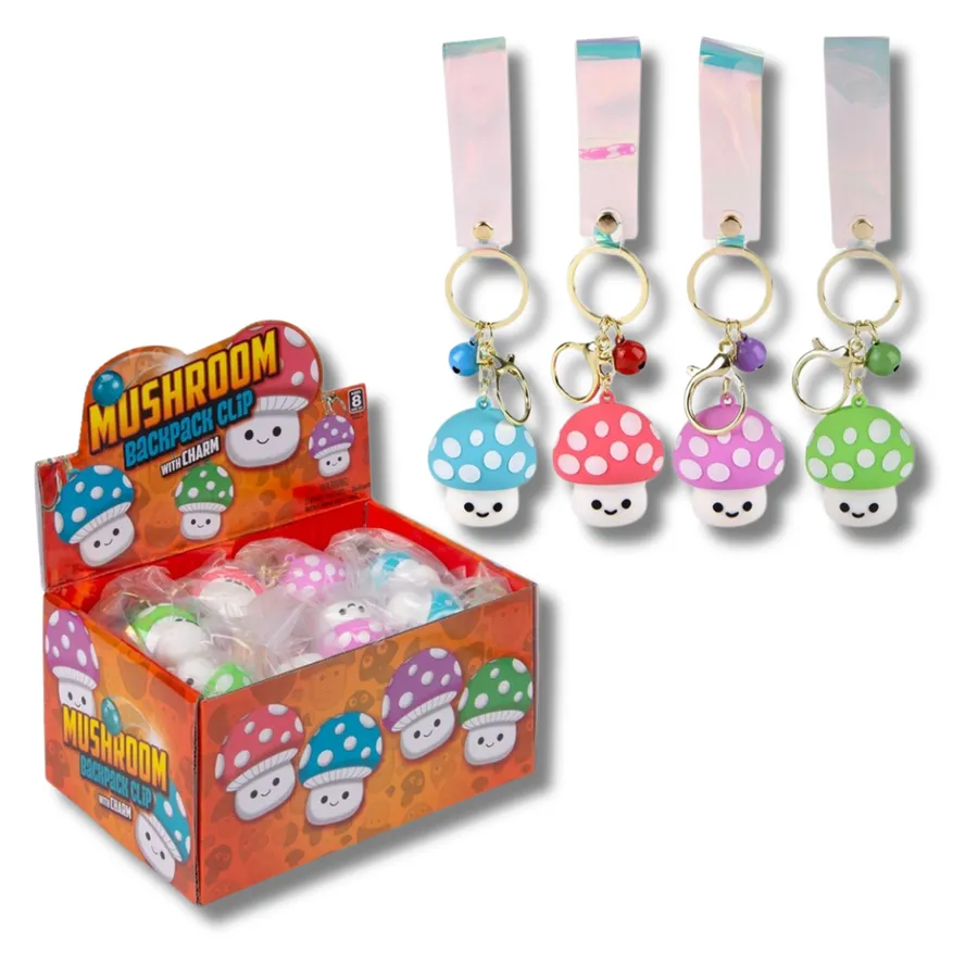 Mushroom Charm Backpack Keyring- Assorted — wholesale Keychains & Charms by the case