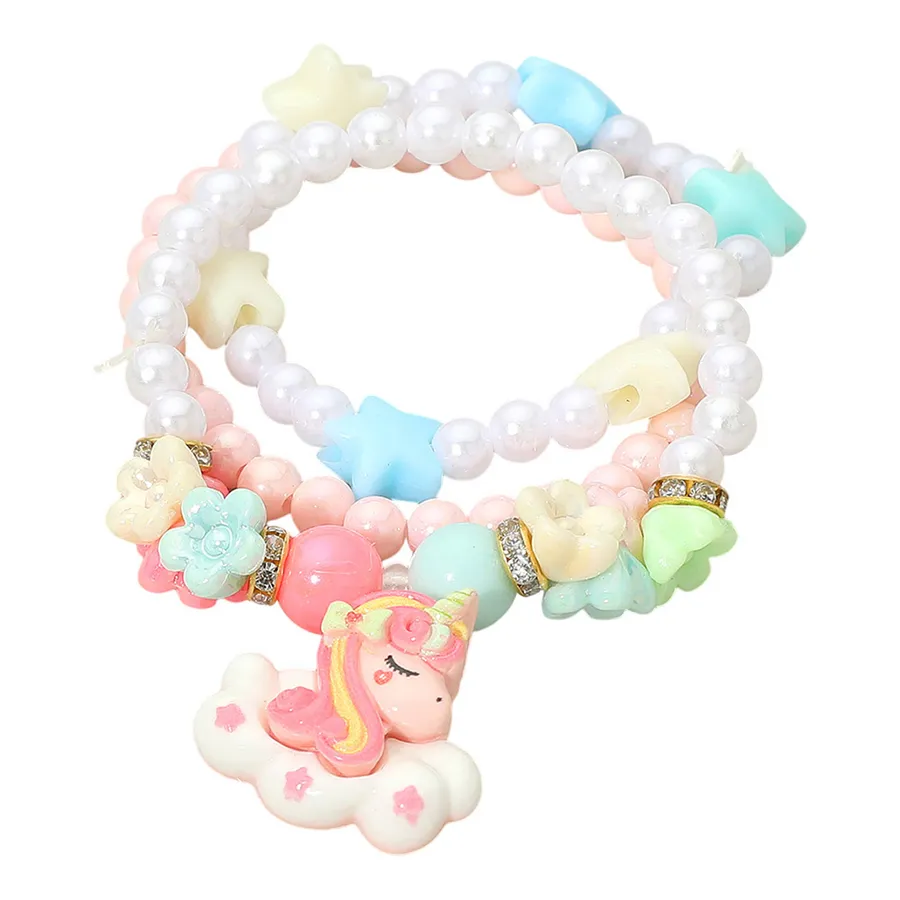 Unicorn Flower Beaded Multi Layered Bracelet - Assorted — wholesale Apparel & Accessories by the case