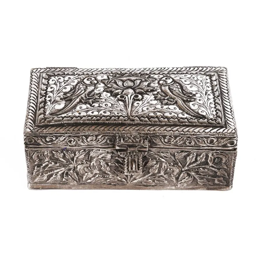 Carved Wooden Keepsake Box - Handcrafted Floral Decorative Chest, Medium — wholesale Home & Décor by the case