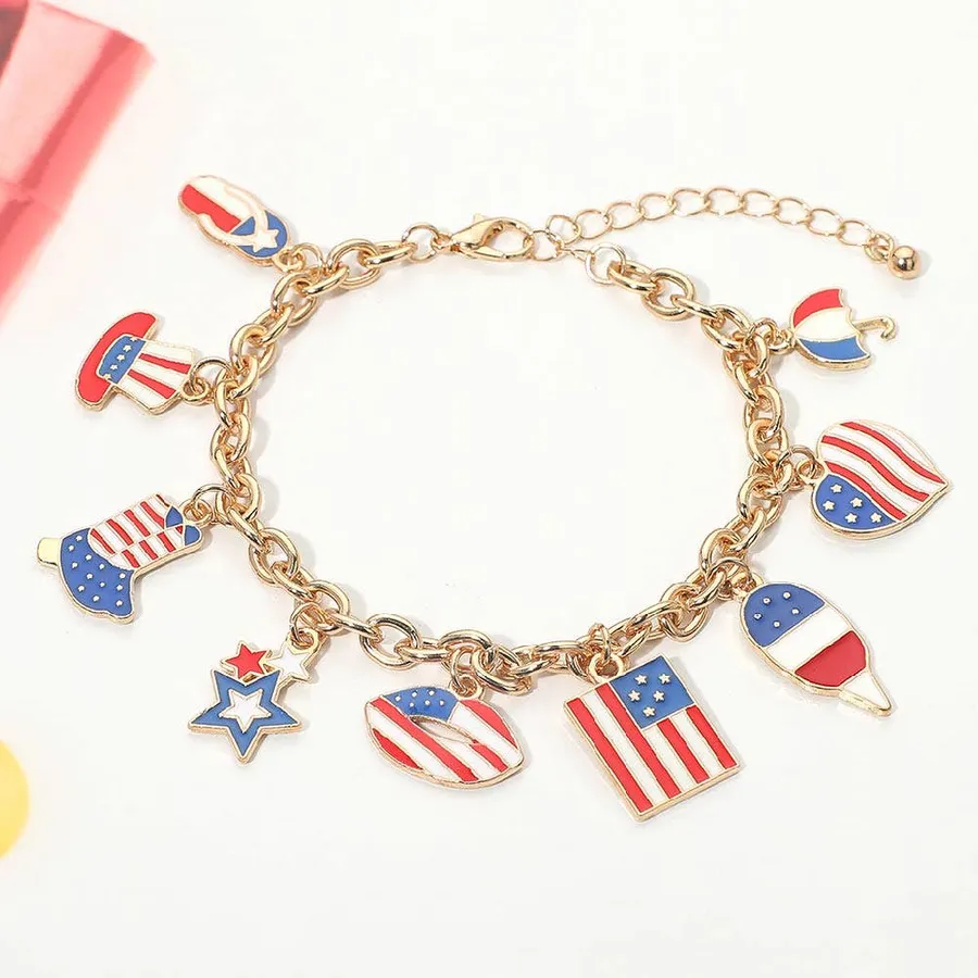American Flag Patriotic Chain Bracelet — wholesale Apparel & Accessories by the case