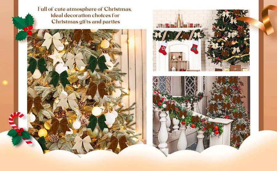 12pcs Red Christmas Fabric Bows for Tree & Wreath Decor — wholesale Seasonal & Holiday by the case