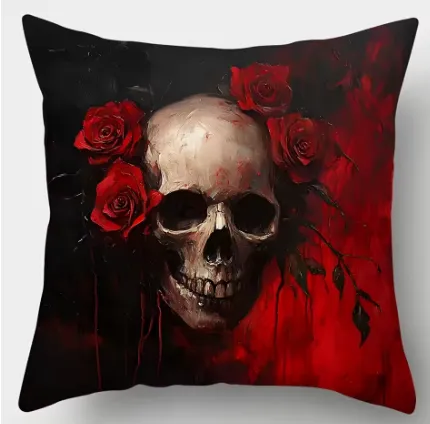 Edgy Skull & Rose Pillowcase Sofa Holiday Decor — wholesale Seasonal & Holiday by the case