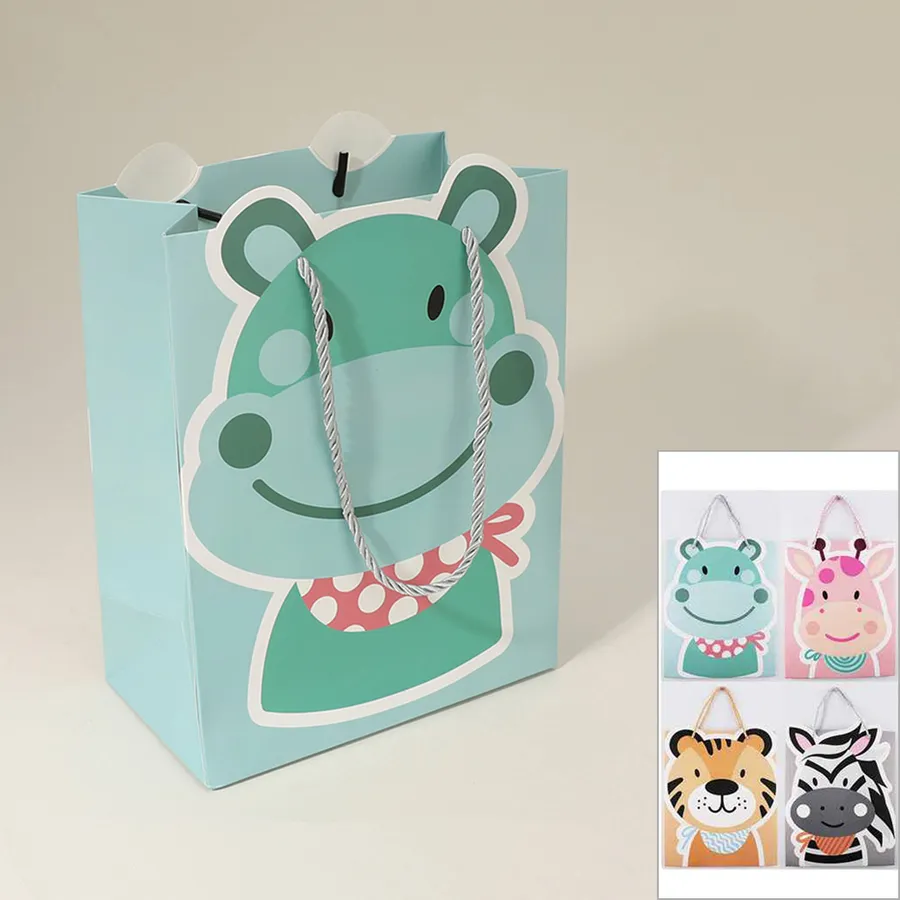 Back To School Animal Patterned Printed Gift Bags - Assorted — wholesale Party & Gifts by the case