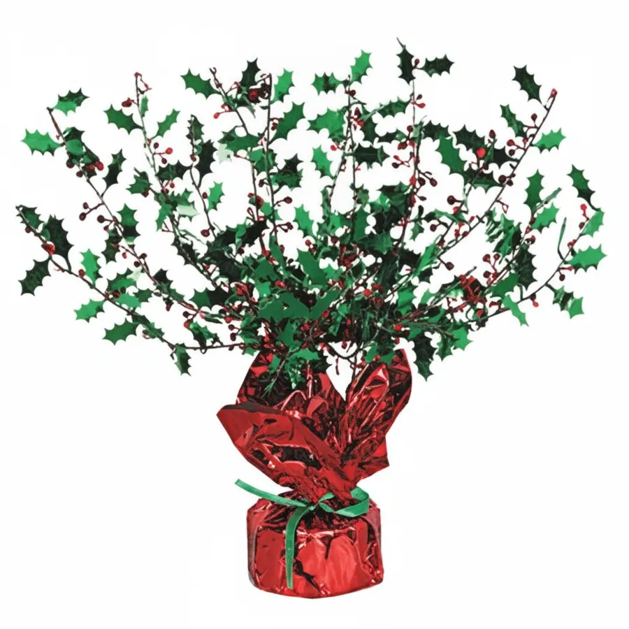 Artificial Holly and Berry Holiday Centerpiece - Red & Green Christmas Tabletop Decor, 15-Inch — wholesale Seasonal & Holiday by the case