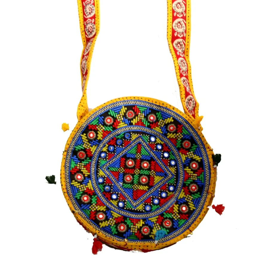 Sky Blue Circular Ethnic Bag With Long — wholesale Bags & Backpacks by the case